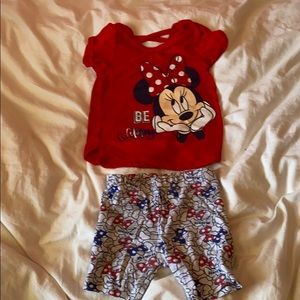 Minnie Mouse red white and blue shirt and top set